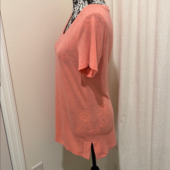 Talbots Peach V-Neck Short Sleeve Tee - Picture 3 of 8